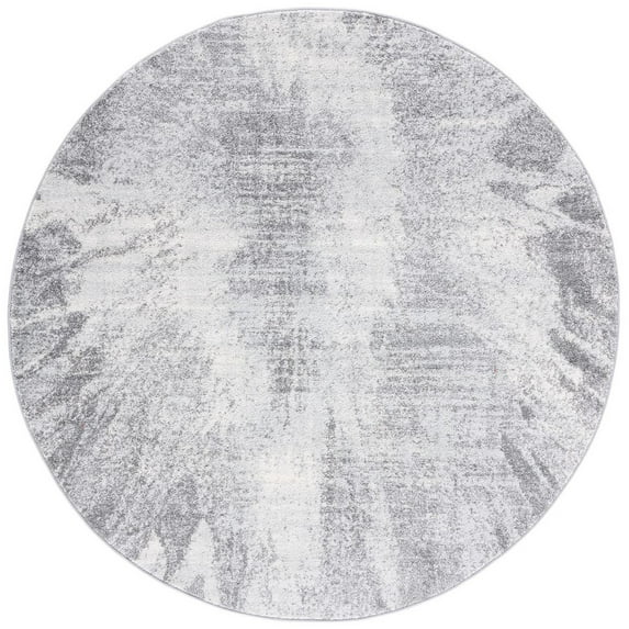 SAFAVIEH Tulum Aleah Abstract Area Rug, 5' x 5' Round, Ivory/Grey