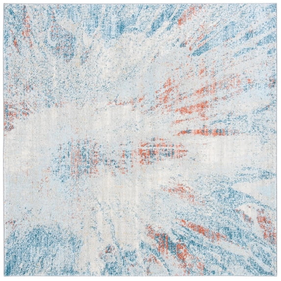 SAFAVIEH Tulum Aleah Abstract Area Rug, 5' x 5' Square, Blue/Pink