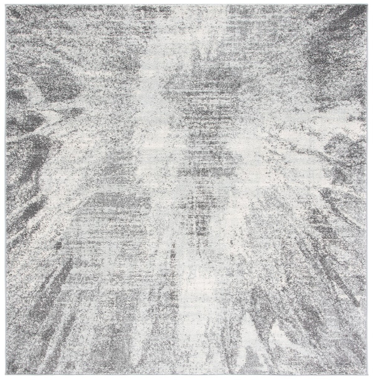 Gray Abstract Reversible Square Stain-Resistant Rug
