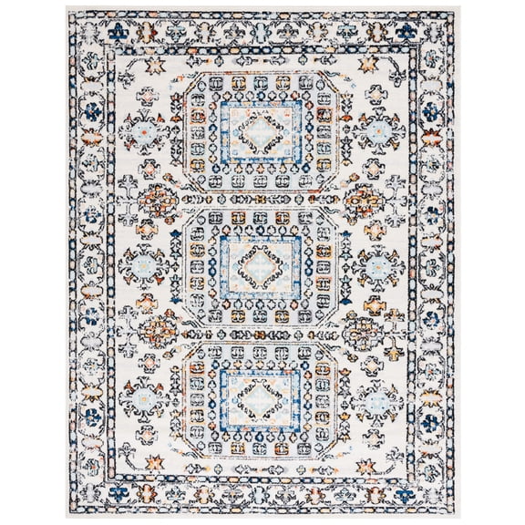 SAFAVIEH Tulum Amadine Oriental Area Rug, Ivory Grey/Blue Rust, 9' x 12'