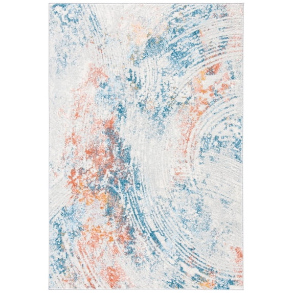 SAFAVIEH Tulum Amery Abstract Area Rug, 5'3" x 7'6", Ivory/Dark Blue