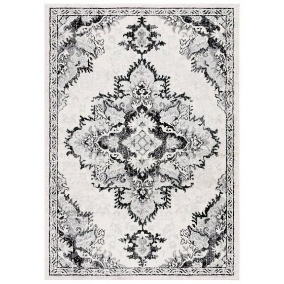 SAFAVIEH Tulum Apache Abstract Area Rug, 5'3" x 7'6", Ivory/Black