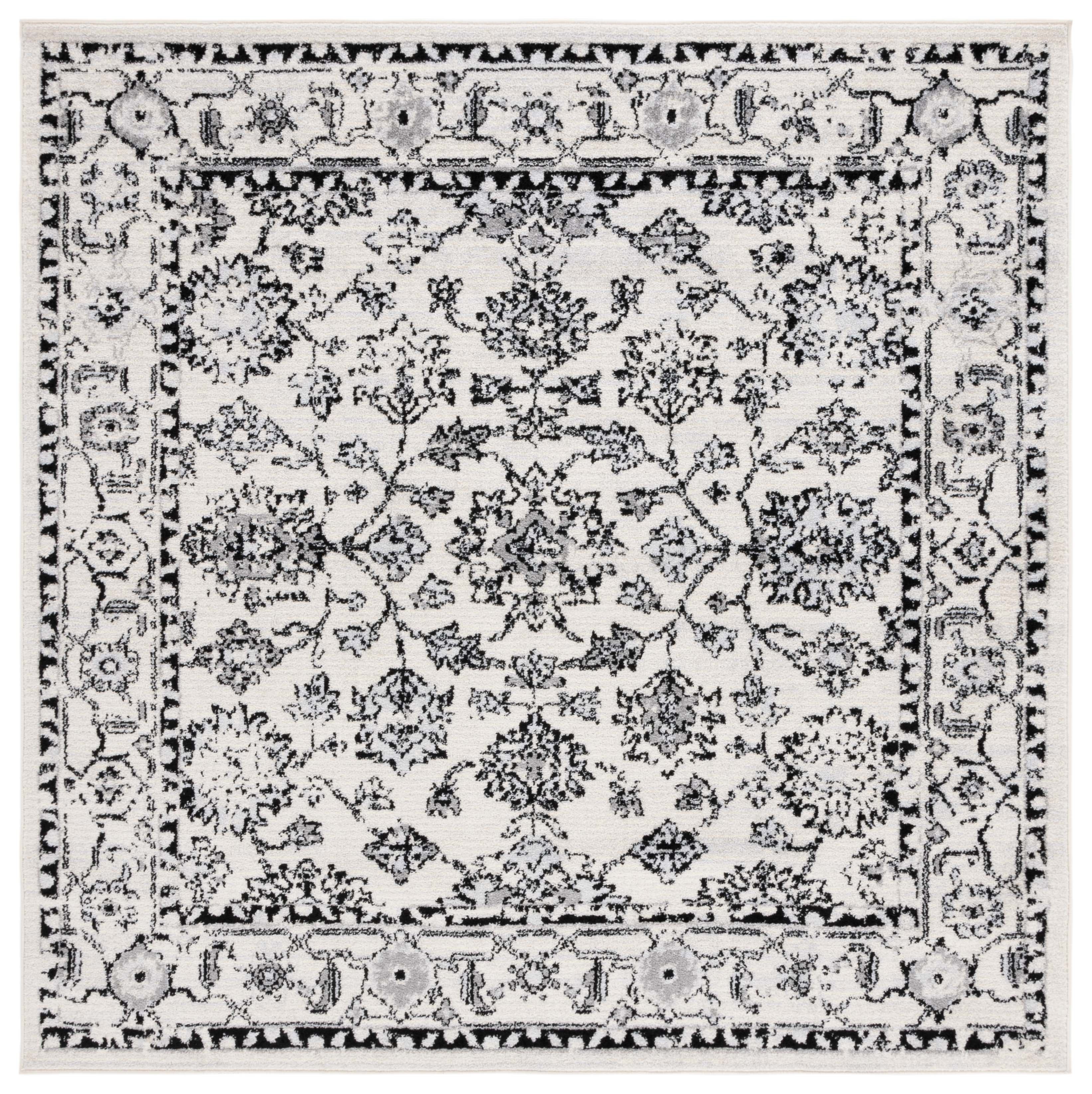 SAFAVIEH Tulum Bevis Oriental Area Rug, Ivory Grey/Charcoal, 6'7" x 6'7" Square