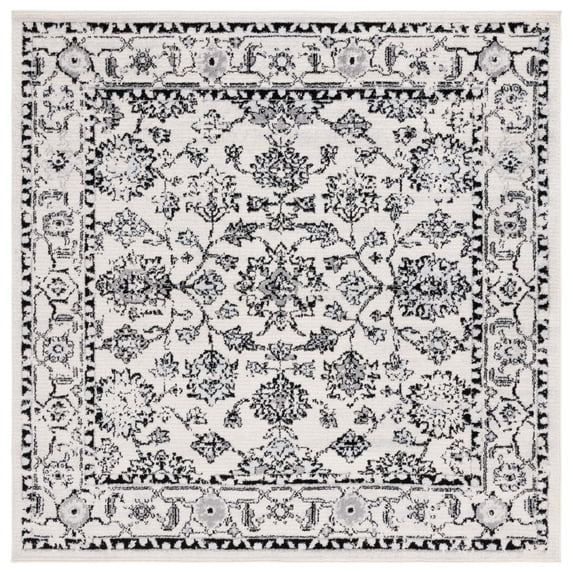 SAFAVIEH Tulum Bevis Oriental Area Rug, Ivory Grey/Charcoal, 6'7" x 6'7" Square