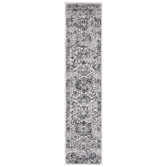 SAFAVIEH Tulum Braganza Medallion Runner Rug, Ivory/Black, 2' x 11'