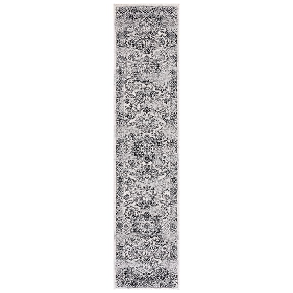 SAFAVIEH Tulum Braganza Medallion Runner Rug, Ivory/Black, 2' x 13'