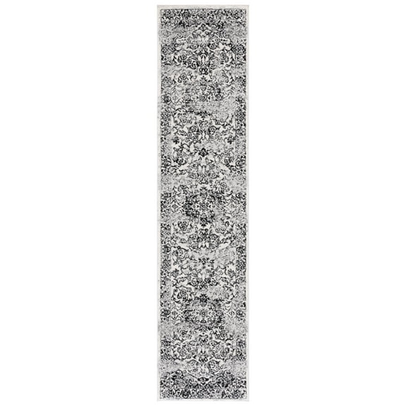 SAFAVIEH Tulum Braganza Medallion Runner Rug, Ivory/Black, 2' x 15'