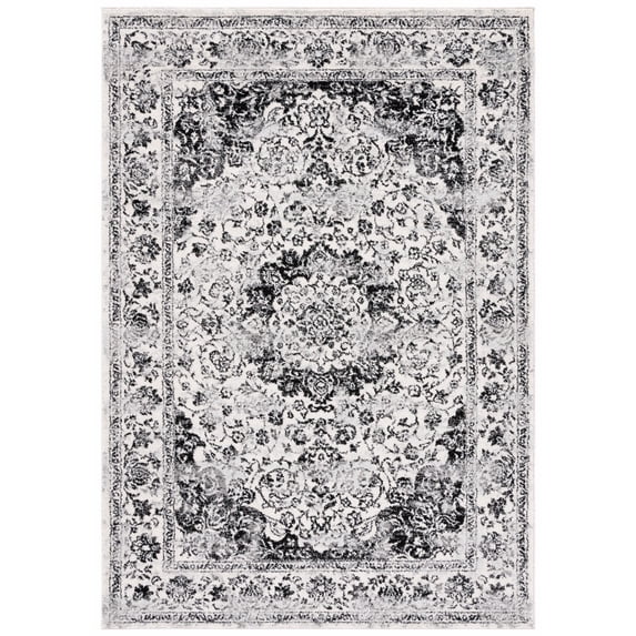 SAFAVIEH Tulum Braganza Traditional Area Rug, 4' x 6', Ivory/Black