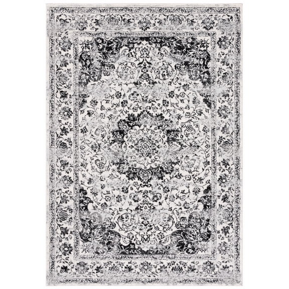 SAFAVIEH Tulum Braganza Traditional Area Rug, 4' x 6', Ivory/Black