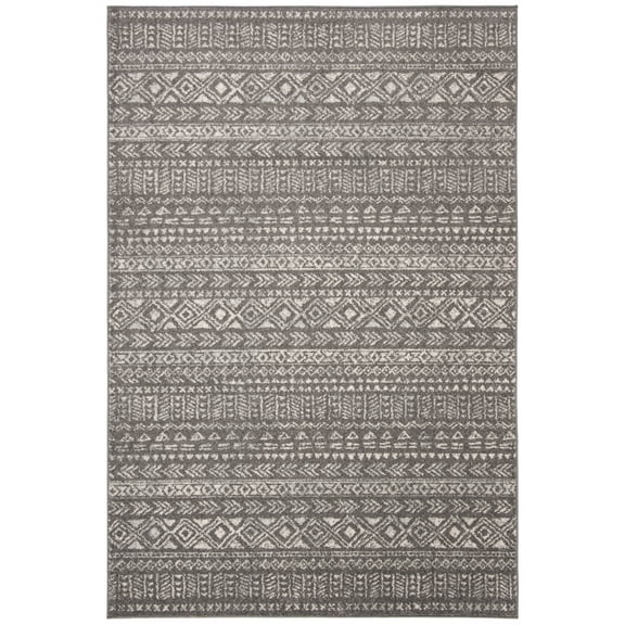 SAFAVIEH Tulum Britton Moroccan Geometric Area Rug, 3' x 3' Round, Dark Grey/Ivory