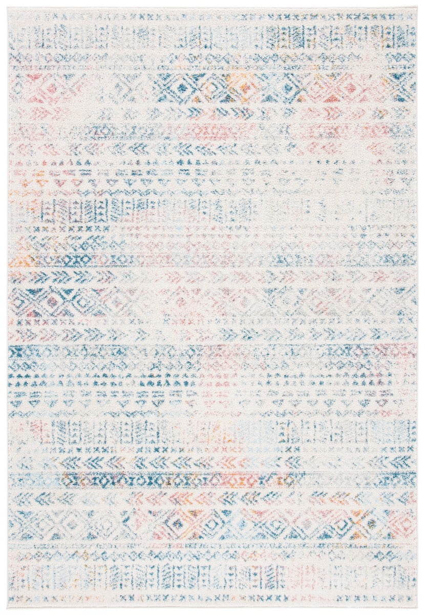 Ivory and Terracotta Hand-Knotted Synthetic Area Rug, 9' x 12'
