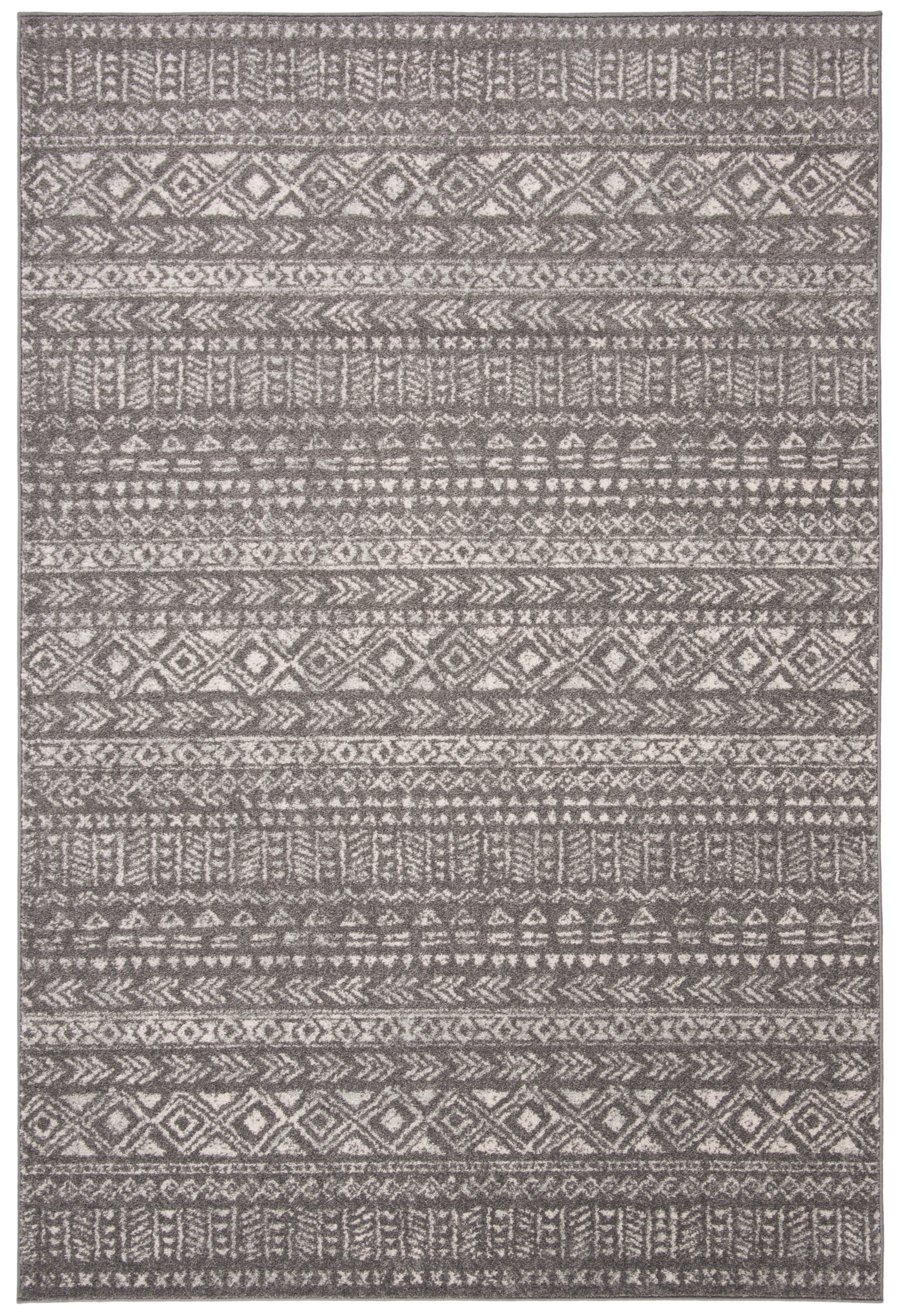 48" Gray Geometric Wool and Synthetic Area Rug