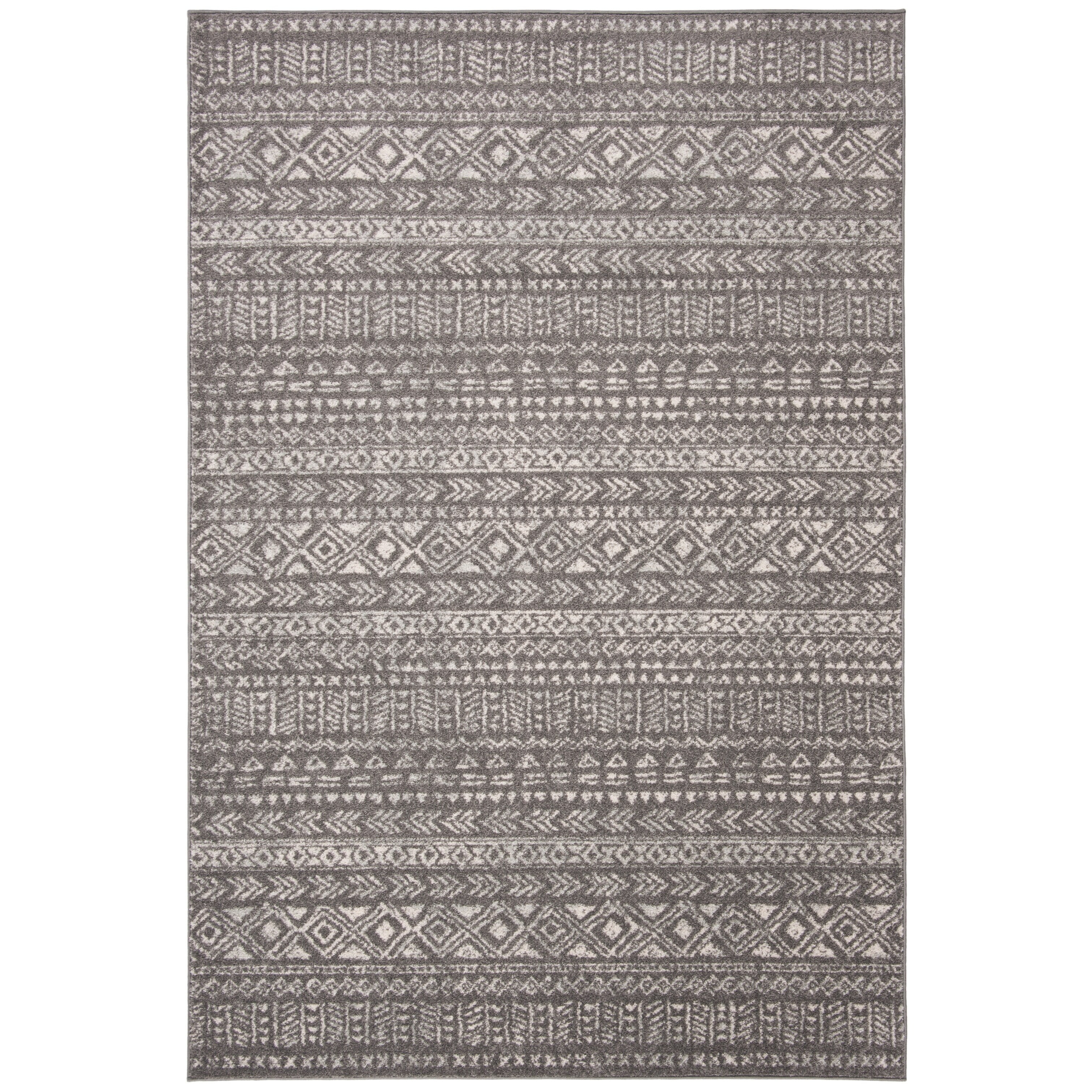48" Gray Geometric Wool and Synthetic Area Rug