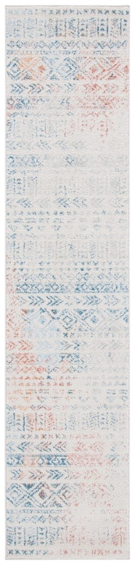 Ivory Geometric Synthetic 2' x 9' Runner Rug