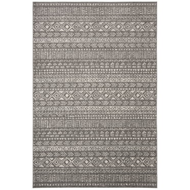 SAFAVIEH Tulum Britton Oriental Area Rug, Dark Grey/Ivory, 5'3" x 7'6"