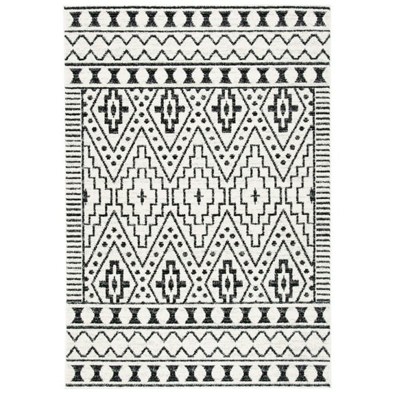 SAFAVIEH Tulum Brooks Geometric Area Rug, 5'5" x 7'7", Ivory/Black