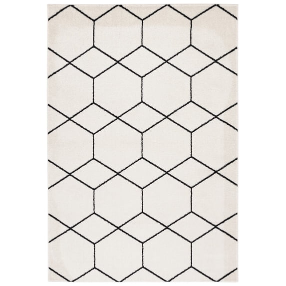 SAFAVIEH Tulum Carmella Geometric Area Rug, 4'5" x 6'5", Ivory/Black