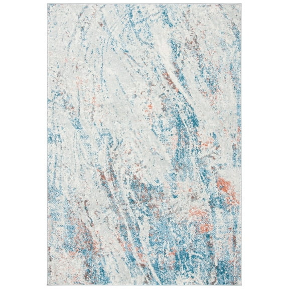 SAFAVIEH Tulum Cebrail Abstract Area Rug, 5'3" x 7'6", Ivory/Blue