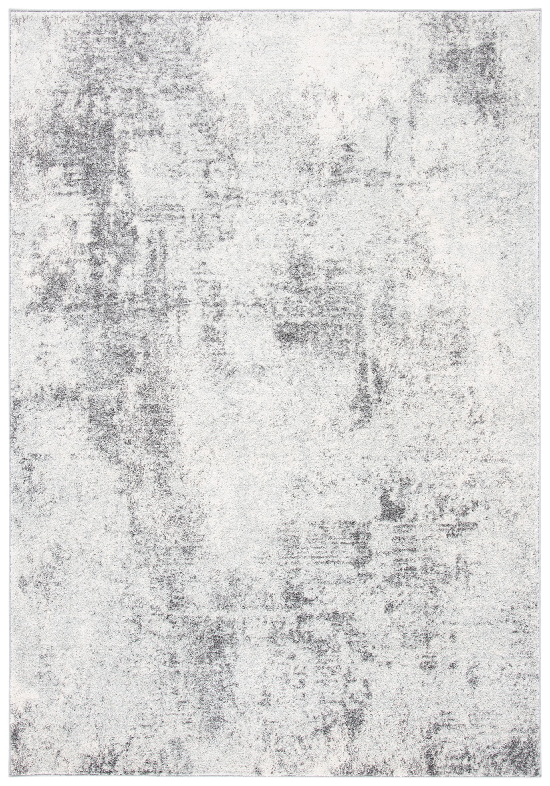 Off-White and Grey Boho-Chic Hand-Knotted Area Rug