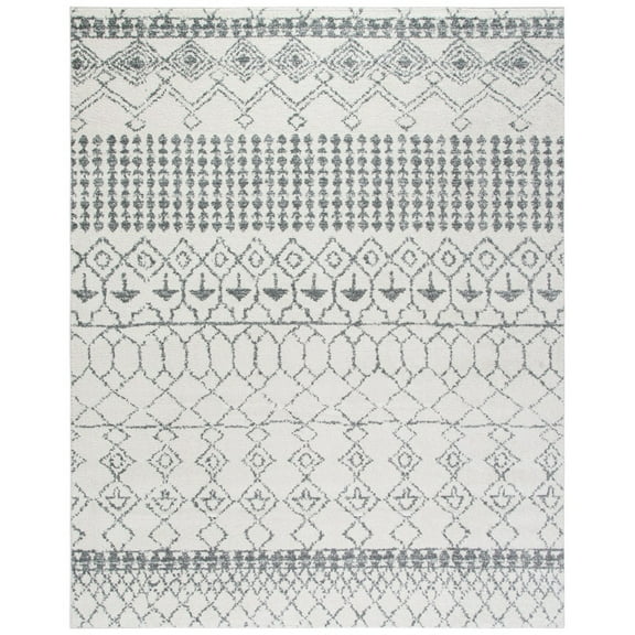 SAFAVIEH Tulum Coriander Moroccan Geometric Area Rug, 10' x 13', Ivory/Grey