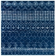 SAFAVIEH Tulum Coriander Moroccan Geometric Area Rug, 3' x 3' Square, Navy/Ivory