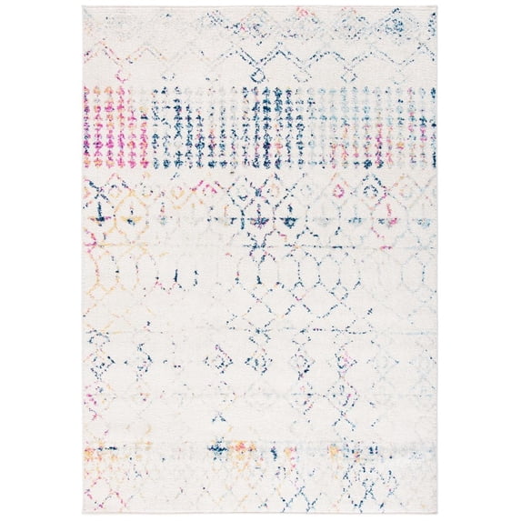 SAFAVIEH Tulum Coriander Moroccan Geometric Area Rug, 4' x 6', Ivory/Blue