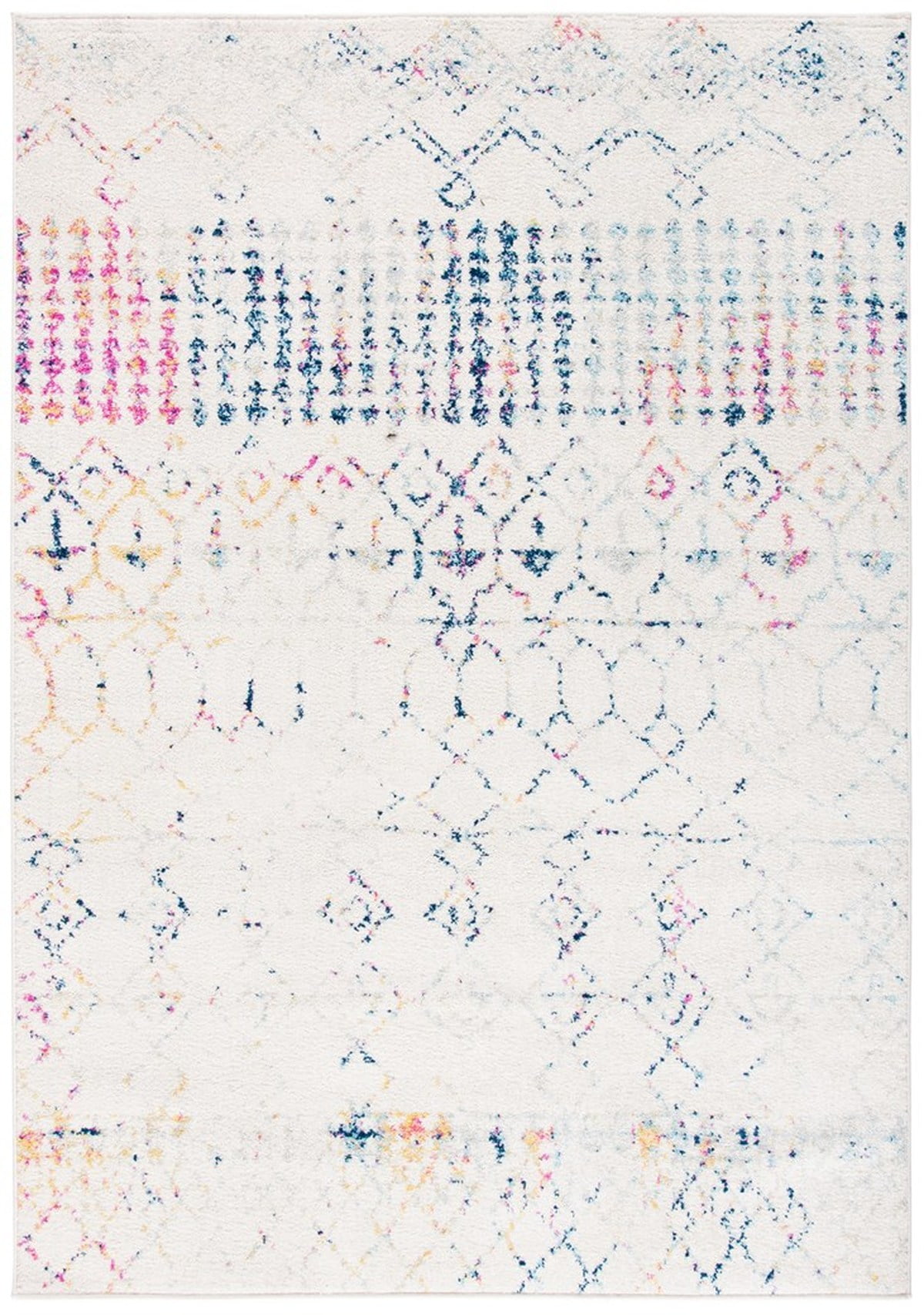 SAFAVIEH Tulum Coriander Moroccan Geometric Area Rug, 5'3" x 7'6", Ivory/Blue