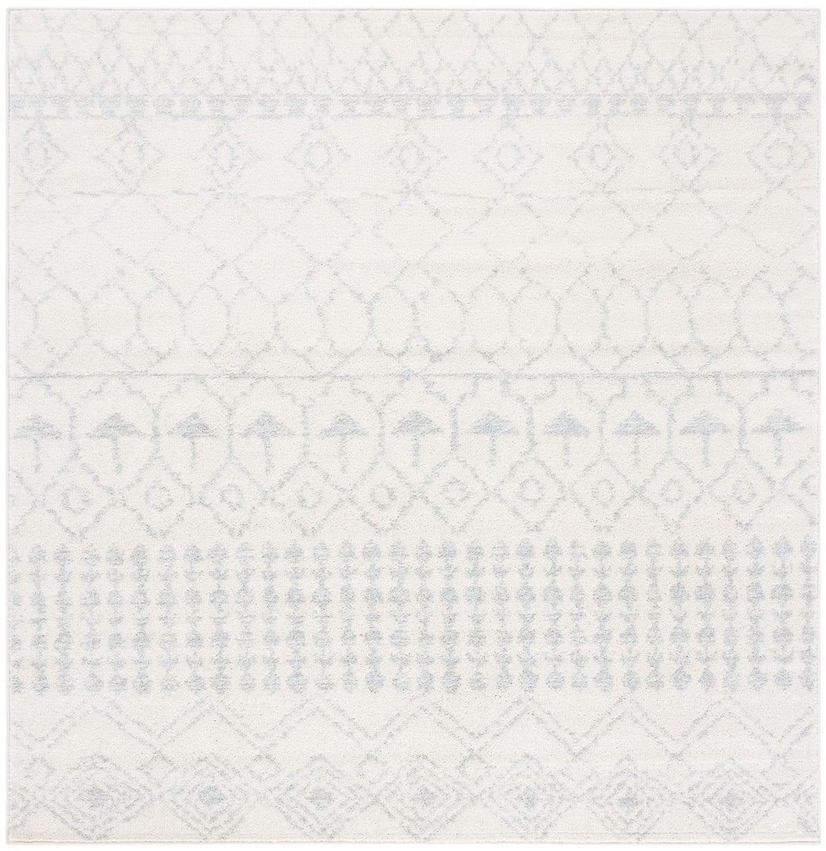 SAFAVIEH Tulum Coriander Moroccan Geometric Area Rug, 5' x 5' Square, Ivory/Light Grey