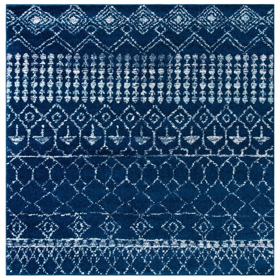 SAFAVIEH Tulum Coriander Moroccan Geometric Area Rug, 6'7" x 6'7" Square, Ivory/Turquoise