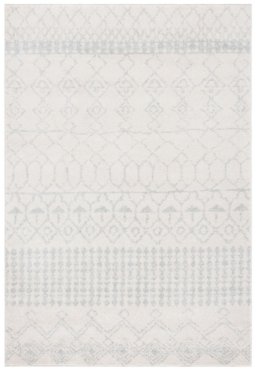 Ivory & Light Grey Hand-Knotted Boho Chic 6' x 9' Synthetic Area Rug