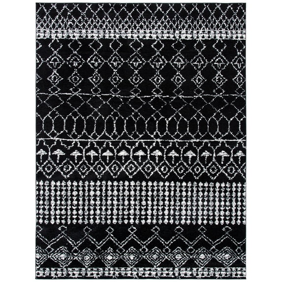 SAFAVIEH Tulum Coriander Moroccan Geometric Area Rug, 8' x 10', Black/Ivory