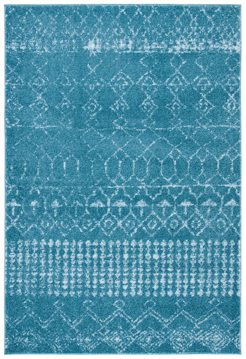 Reversible Turquoise/Blue Synthetic 8' x 10' Hand-knotted Area Rug