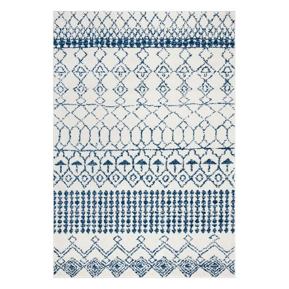 SAFAVIEH Tulum Coriander Moroccan Geometric Area Rug, Ivory/Navy, 4' x 6'