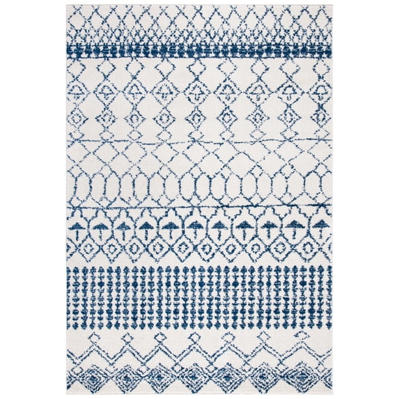 SAFAVIEH Tulum Coriander Moroccan Geometric Area Rug, Ivory/Navy, 9' x 12'