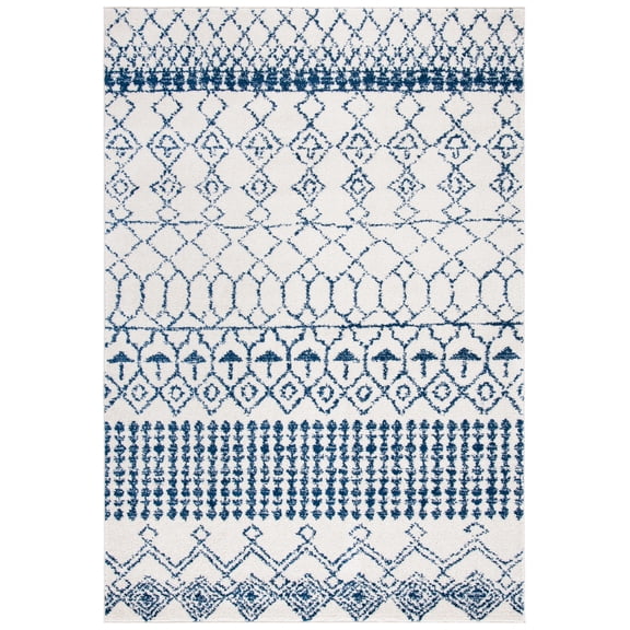 SAFAVIEH Tulum Coriander Moroccan Geometric Area Rug, Ivory/Navy, 9' x 12'