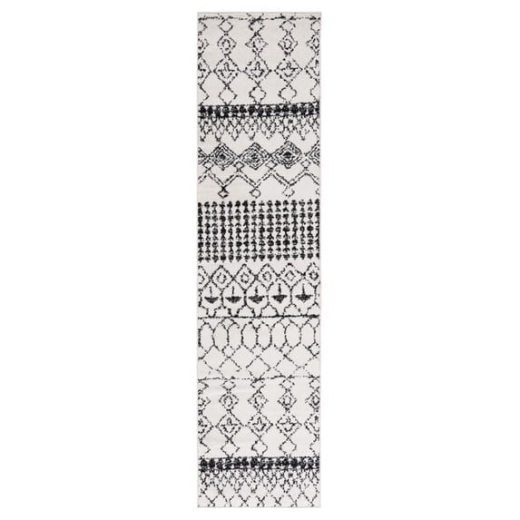 SAFAVIEH Tulum Coriander Moroccan Geometric Runner, 2' x 21', Ivory/Black