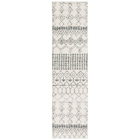 SAFAVIEH Tulum Coriander Moroccan Geometric Runner, 2' x 21', Ivory/Grey