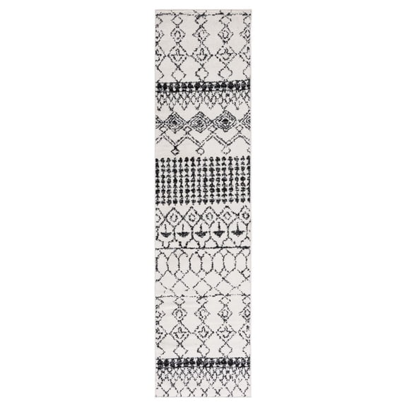 SAFAVIEH Tulum Coriander Moroccan Geometric Runner, 2' x 8', Ivory/Black