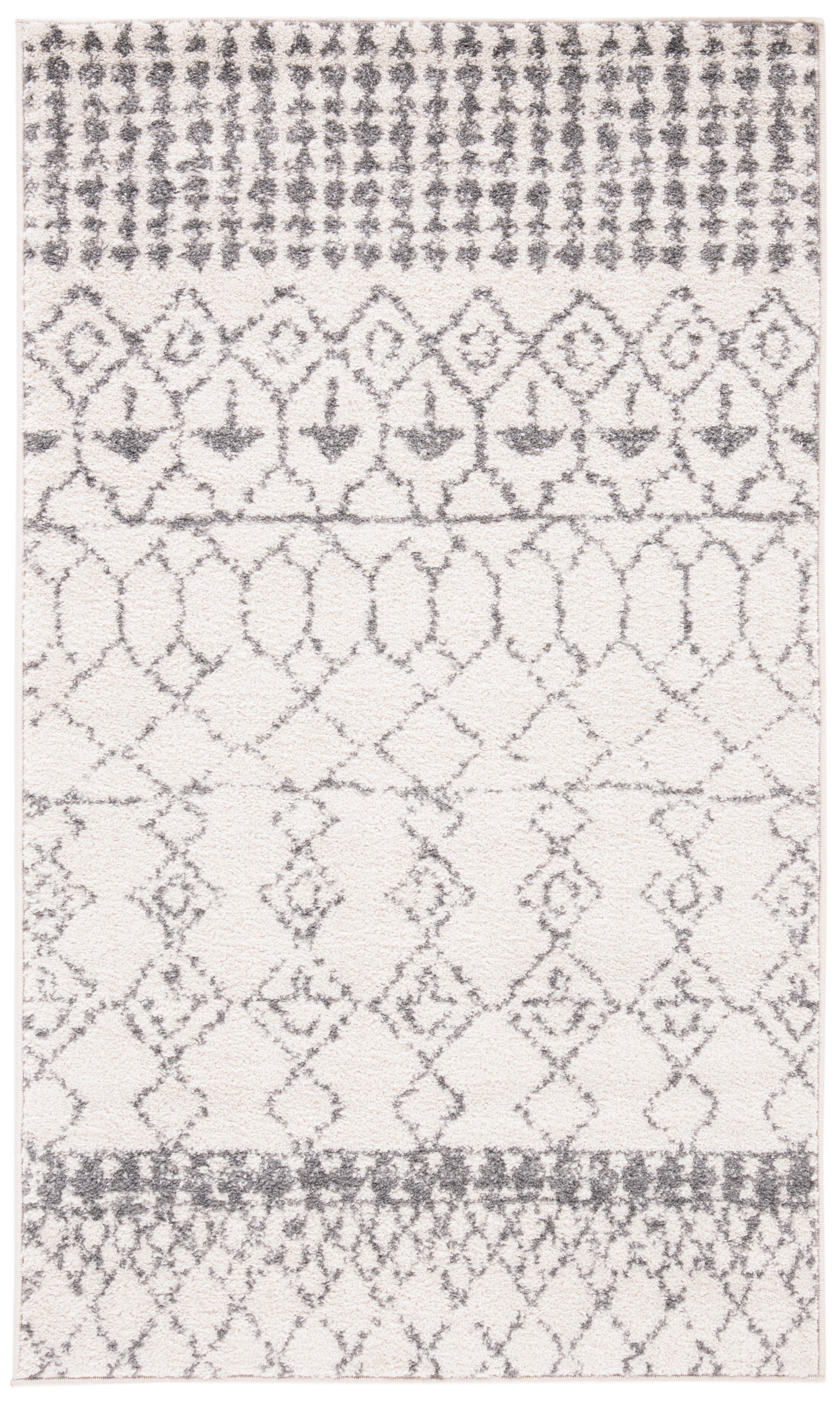 Handmade Off-White Wool and Synthetic Rectangular Area Rug