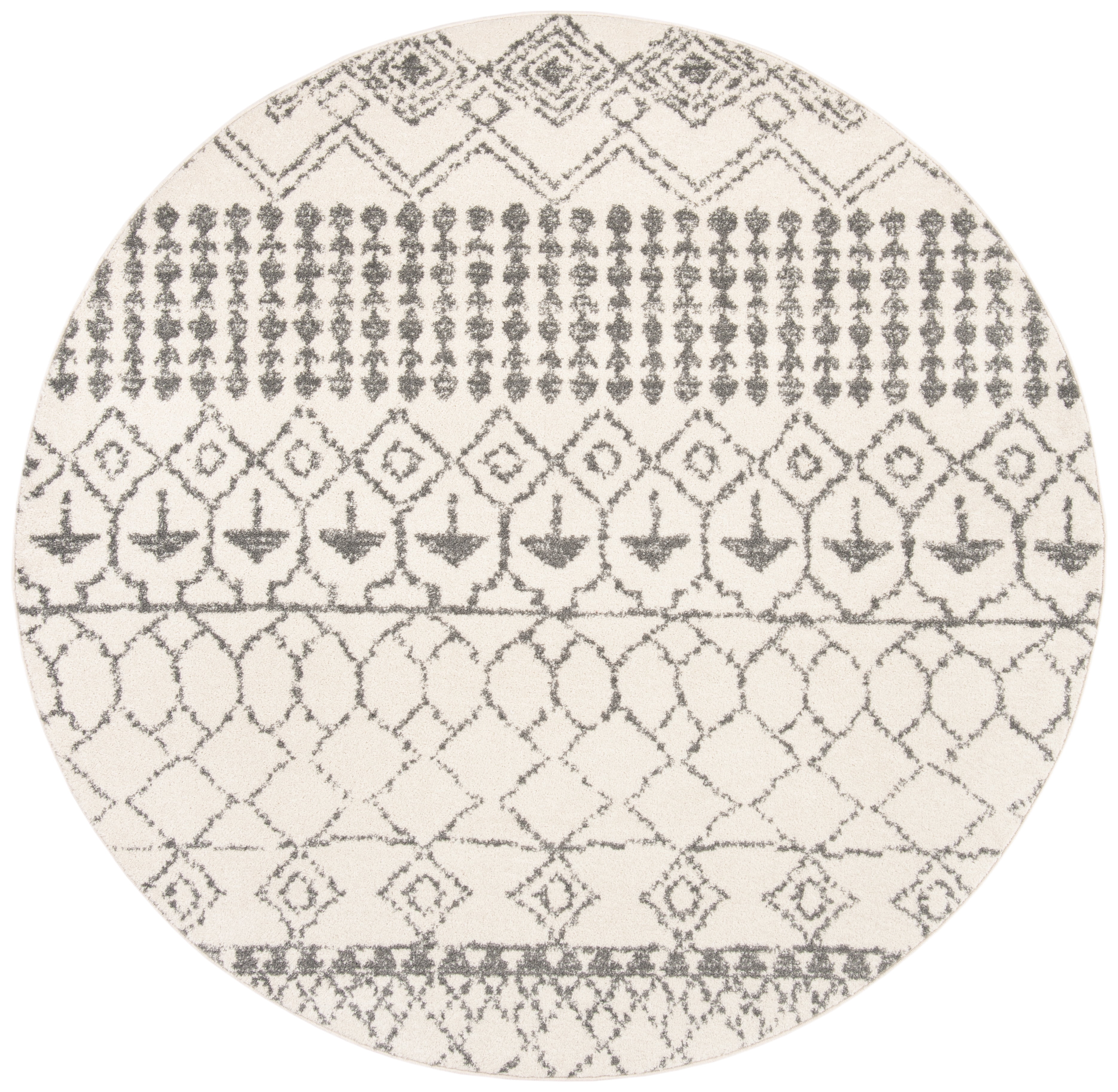 SAFAVIEH Tulum Coriander Oriental Area Rug, Ivory/Grey, 5' x 5' Round