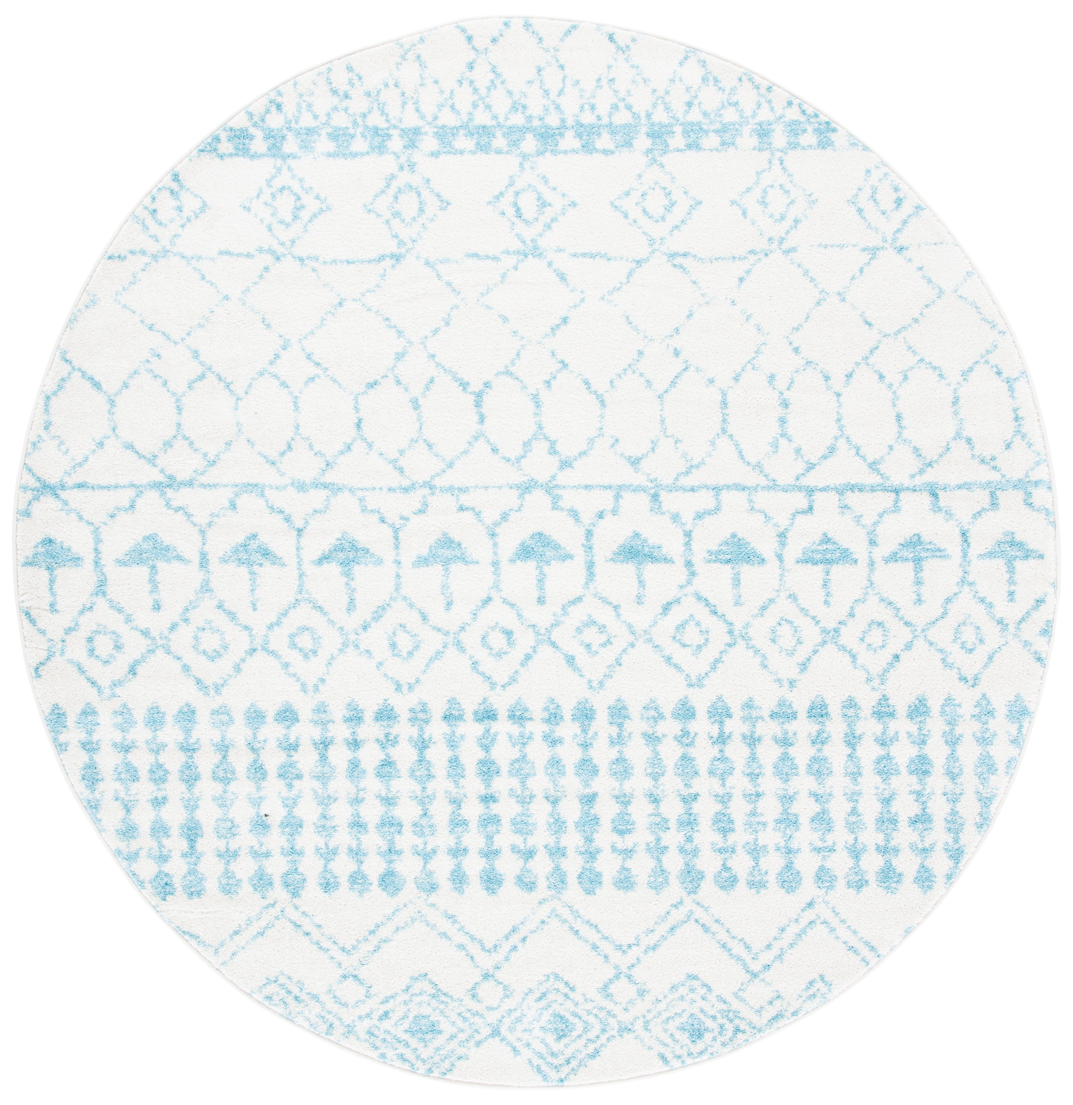 SAFAVIEH Tulum Coriander Oriental Area Rug, Ivory/Turquoise, 6'7" x 6'7" Round