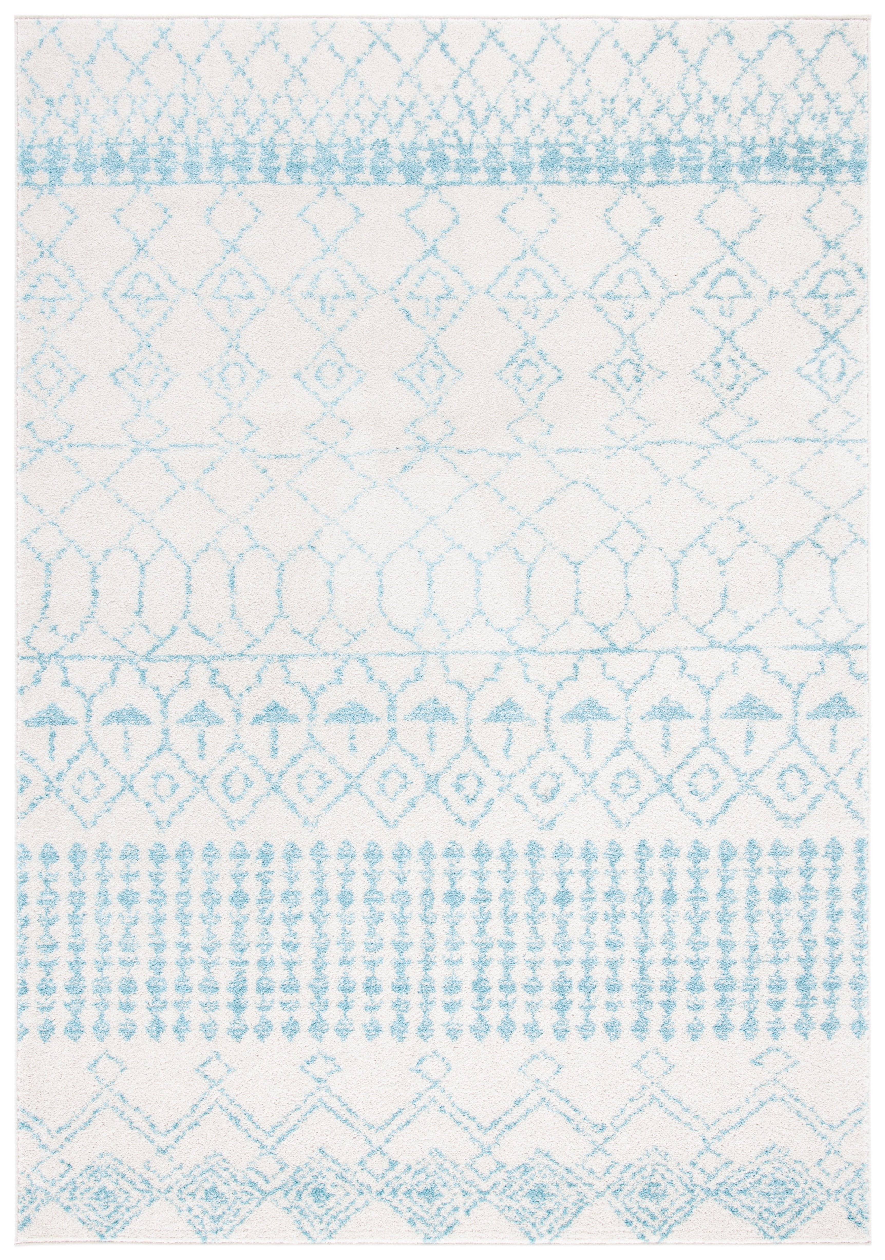 Ivory and Turquoise Hand-knotted Wool 6' x 9' Area Rug