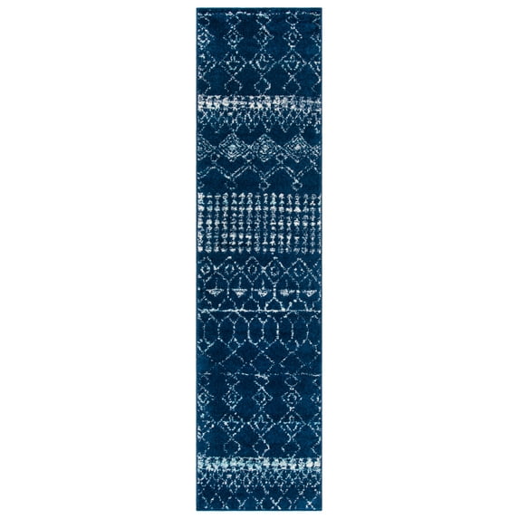 SAFAVIEH Tulum Coriander Oriental Runner Rug, Navy/Ivory, 2' x 8'