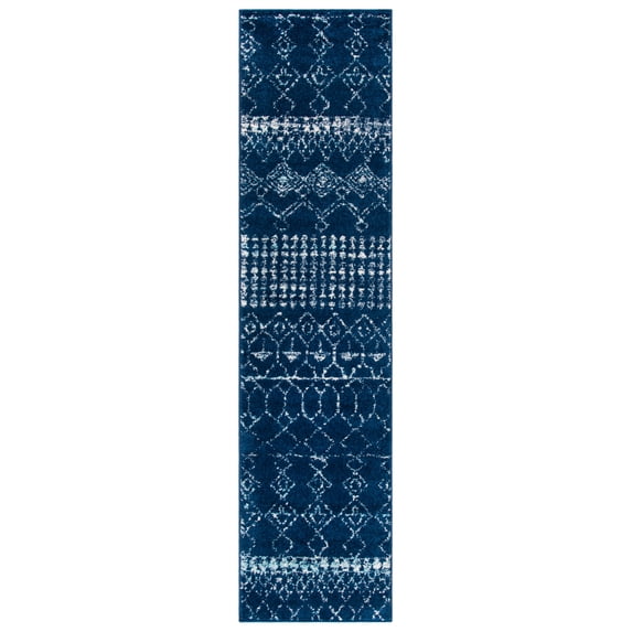 SAFAVIEH Tulum Coriander Oriental Runner Rug, Navy/Ivory, 2' x 9'