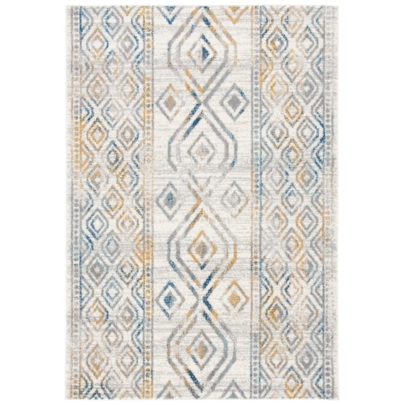 SAFAVIEH Tulum Eason Southwestern Area Rug, 4'5" x 6'5", Ivory/Grey