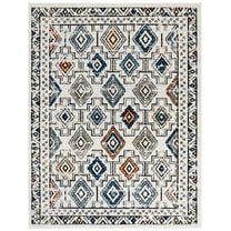 SAFAVIEH Tulum Elouise Oriental Area Rug, Ivory Grey/Blue Rust, 8' x 10'