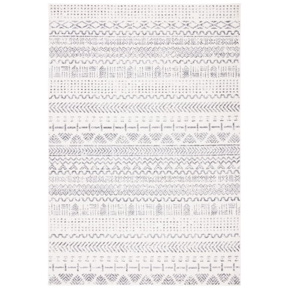 SAFAVIEH Tulum Emmett Distressed Geometric Area Rug, 6'7" x 8'7", Ivory/Grey