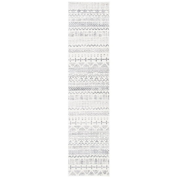 SAFAVIEH Tulum Emmett Distressed Geometric Runner, 2'2" x 9', Ivory/Grey