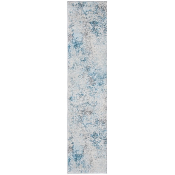 SAFAVIEH Tulum Fari Abstract Distressed Runner, Ivory/Blue, 2' x 7'
