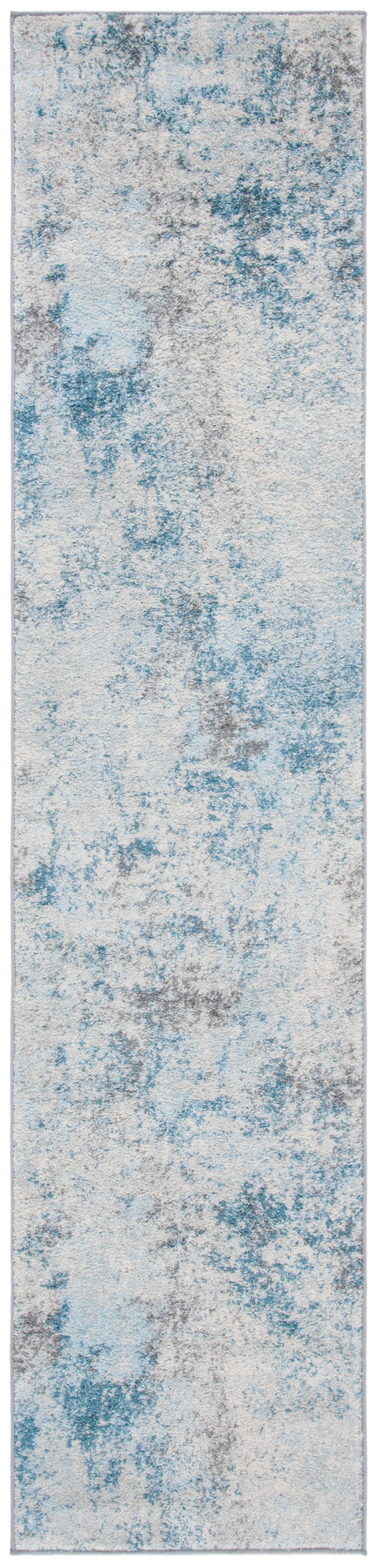 SAFAVIEH Tulum Fari Abstract Distressed Runner, Ivory/Blue, 2' x 9'